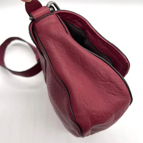 TREASURE AND BOND Leather Crossbody bag Womens Maroon Pebbled Tassel - Picture 4 of 12